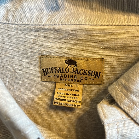 NWT Buffalo Jackson Men’s Light Gray Twill Button Down Shirt XXL - Picture 4 of 6